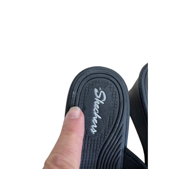 Skechers Womens Black Wedge 2.5" Heel Slip-On Sandals Size 9 SKU 8349 - Picture 11 of 15